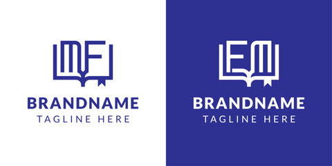 Letters MF and FM Book Logo, suitable for business related to book with FM or MF initials