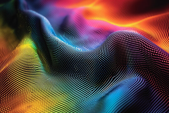 Graphical representation of a coloured sine wave. AI generative.