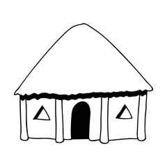 Hut house black white art sketch illustration vector