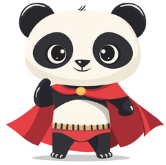 Cute superhero panda, vector illustration
