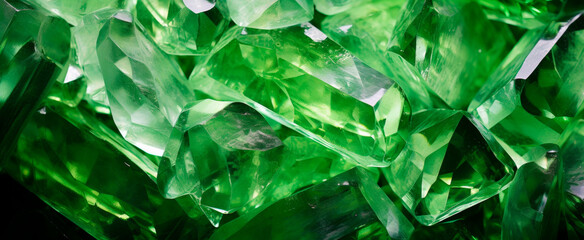 Obraz premium Vivid green chrysolite crystals shimmer with reflected light, evoking luxury and value but also artificiality
