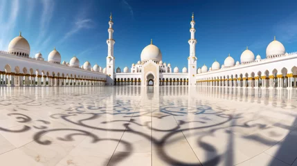 Foto auf Glas Abu Dhabi, Sheikh Zayed Grand Mosque in the Abu Dhabi. UAE. © Wararat
