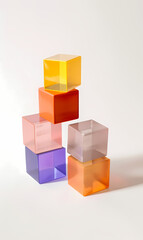 Obraz premium Spectrum of stacked multicolored glass blocks