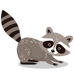Wild mammal raccoon animal smiling cute. vector design