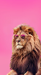 Strong and confident lion with sunglasses