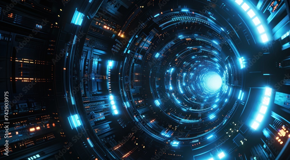 Poster digital innovation, the image captures a futuristic landscape of abstract technology, where lines an
