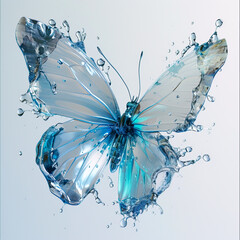 Liquid Butterfly Effect in Translucent Blue created with Generative AI technology