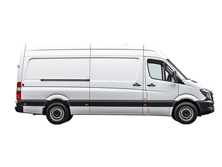 The side of a white delivery van on a transparent background PNG