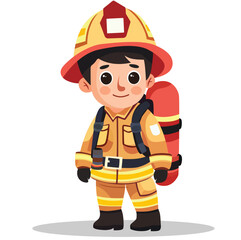 Cute Firefighter character, vector illustration