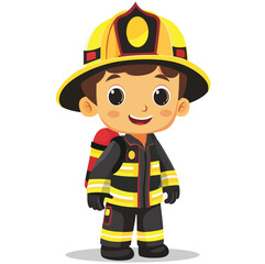 Cute Firefighter character, vector illustration