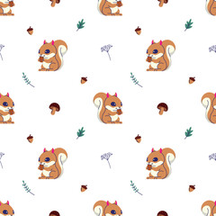 	
A CUTE SQUIRREL IS EATING A NUT SEAMLESS PATTERN