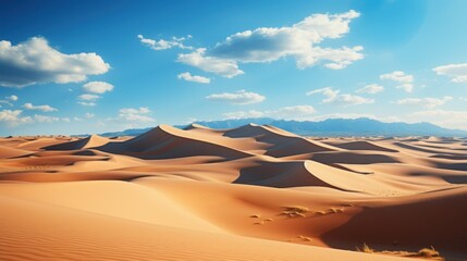 Desert sand dunes. Panoramic view