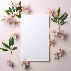 white card mockup with flowers