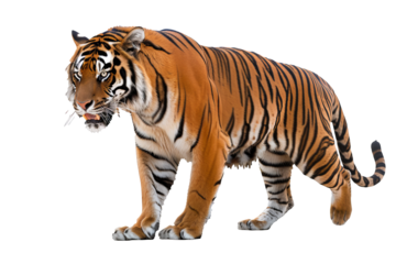White Bengal Tiger Isolated on White Background