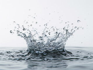 Water splash isolated on a white background in a minimalist style.