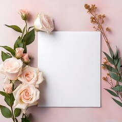 card mockup with pink roses