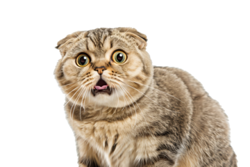 Bengal cat portrait isolated on white, looking up