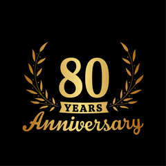 Celebrating 80 years anniversary logo design template. 80th anniversary celebrations logotype. Vector and illustrations.