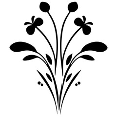 Fototapeta na wymiar Simple ornament Border, outline, silhouette Decorative Hand drawn symbols frames minimal shapes plant flower line stroke.