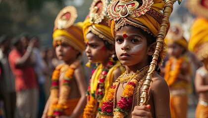 Child Dressed as Hindu God in Procession