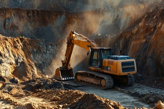 Excavadora trabajando en una mina a cielo abierto