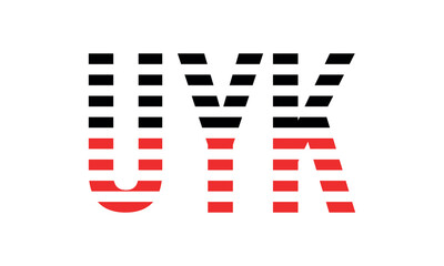 UYK three initial letter iconic line negative space minimal logo design vector template. monogram, abstract, wordmark, business, typography, minimalist, brand, company, flat, modern, unique, simple