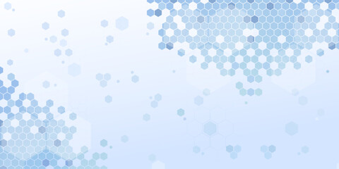 Background pentagon pattern. Vector backdrop for data or science concept. Digital wallpaper with biological or biochemistry molecular structure. Hexagon or polygon, honeycomb system decoration