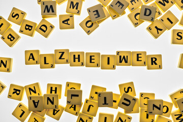 Alzheimer's inscription with spelling error, made of small square tiles