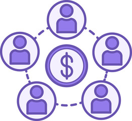 Colored Mutual Fund Icon. Long-term Investments, Income Growth, and Dividend Payments. Business and Finance Concept