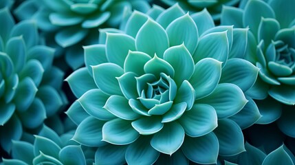 Close up of a teal cactus. Teal cactus leaves. Tidewater green background. Cactus plant  pattern wallpaper. Succulent plant patterns. Details of a succulent leaves. Succulent bloom