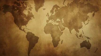 A digital background designed to look like an aged map, with watercolor washes in earth tones over a textured surface, suggesting the exploration of ancient worlds. 8k