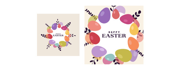 Set of Happy Easter cards for poster, cover or postcard.	