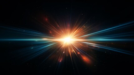 Naklejka premium Easy to add lens flare effects for overlay designs or screen blending mode to make high-quality images. Abstract sun burst, digital flare, iridescent glare over black background