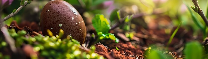 Garden Adventure, Chocolate Eggs Hidden Away for Easter Morning Joy - obrazy, fototapety, plakaty