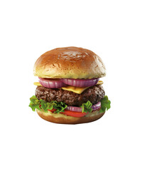  Grilled beef Burger isolated on a transparent background