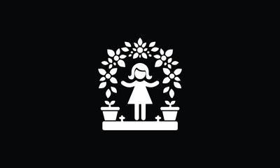 Girl with flower logo design, beauty, floral, toy logo design icon 
