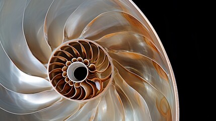 Obraz premium Inside of Nautilus Shell Showing Spiral