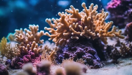 Fototapeta na wymiar colorful sea corals and marine animals acropora Millepora