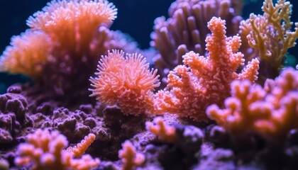 Naklejka na ściany i meble colorful sea corals and marine animals acropora Millepora