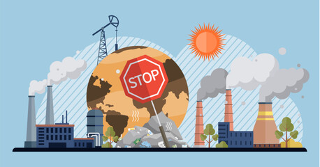 Waste pollution vector illustration. Social issues, such as poverty and inequality, intersect with waste pollution and its effects Waste management is key to mitigating negative environmental impacts