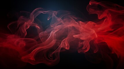 Red smoke over black studio background - obrazy, fototapety, plakaty