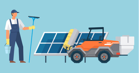 Photovoltaic vector illustration. Ecological considerations are vital for development renewable energy infrastructure Innovation in energy generation drives adoption sustainable practices Renewable