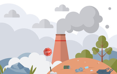 Waste pollution vector illustration. Landfills are common method waste disposal, but they can lead to soil and water contamination The waste pollution metaphor highlights destructive impact