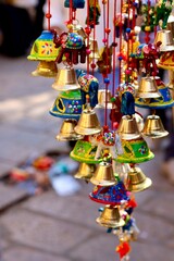 Vibrant Rajasthan puppets adorning the shop at Jodhpur City Palace, India