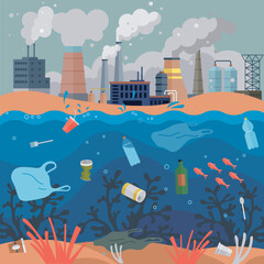 Waste pollution vector illustration. Waste management is key to mitigating negative environmental impacts waste Ecological considerations should be integrated into waste management practices