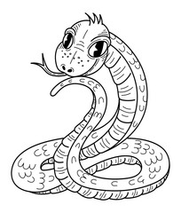 Viper snake sketch. Hand drawn line art illustration.