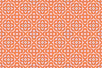 Funky vector seamless pattern with wavy shapes, squiggly lines, tiles. Cute  orange and pink background texture. Stylish abstract simple ornament. Retro vintage style. Repeat design for decor, print