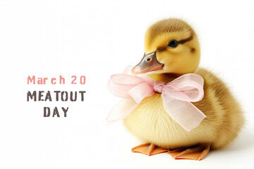 Cute duckling baby with bow, day without meat - 742938976