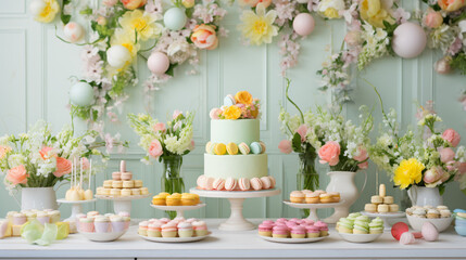  A bright and cheerful spring themed dessert table