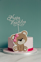 Happy Birthday Cake with Teddy Bear 